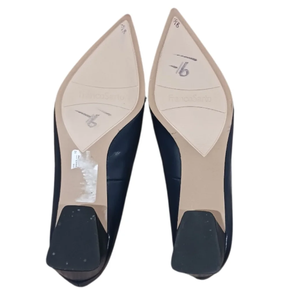 SOLD Franco Sarto Racer Pump Navy Block Heel - Picture 15 of 16